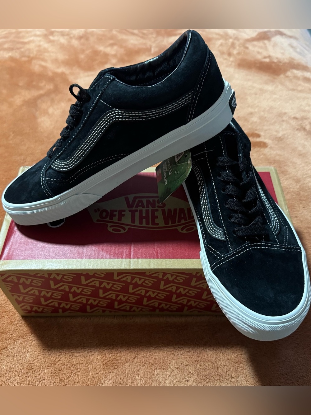 Vans Kids Black Suede Old Skool Sneakers with White Sole
